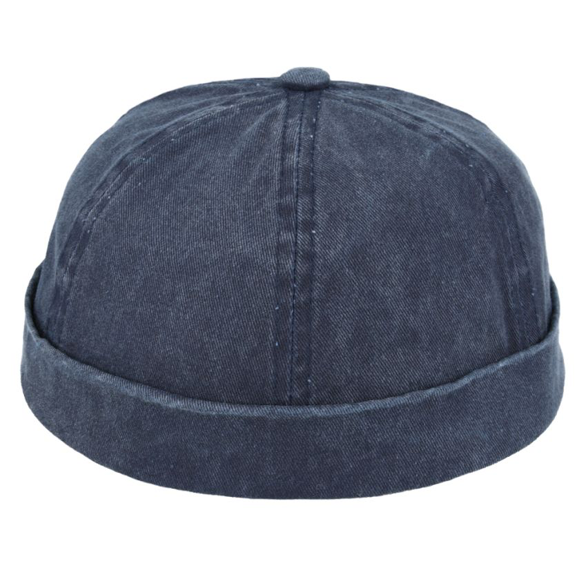 Cotton Docker Hat in Washed Navy