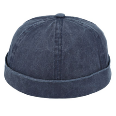 Cotton Docker Hat in Washed Navy