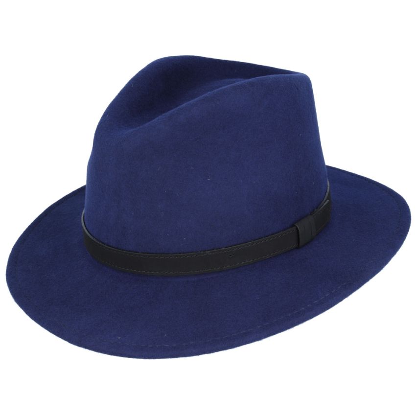 Wool Fedora in Navy
