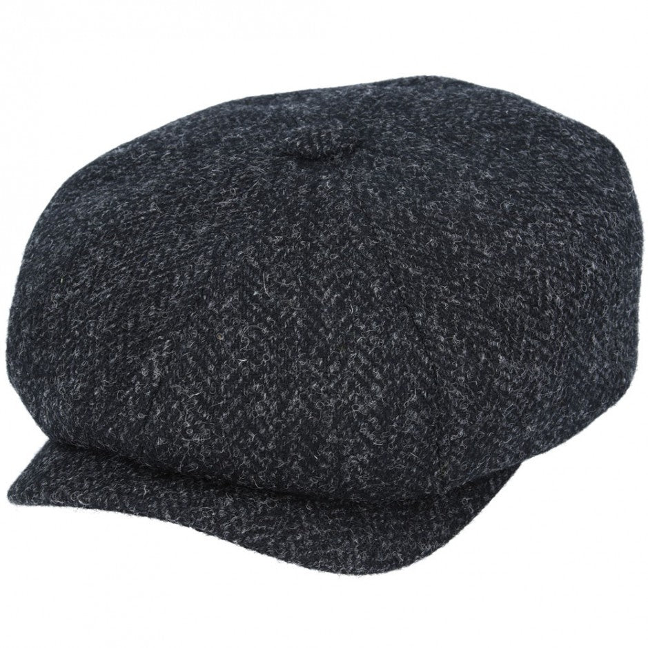 Harris Tweed Baker Boy in Dark Grey
