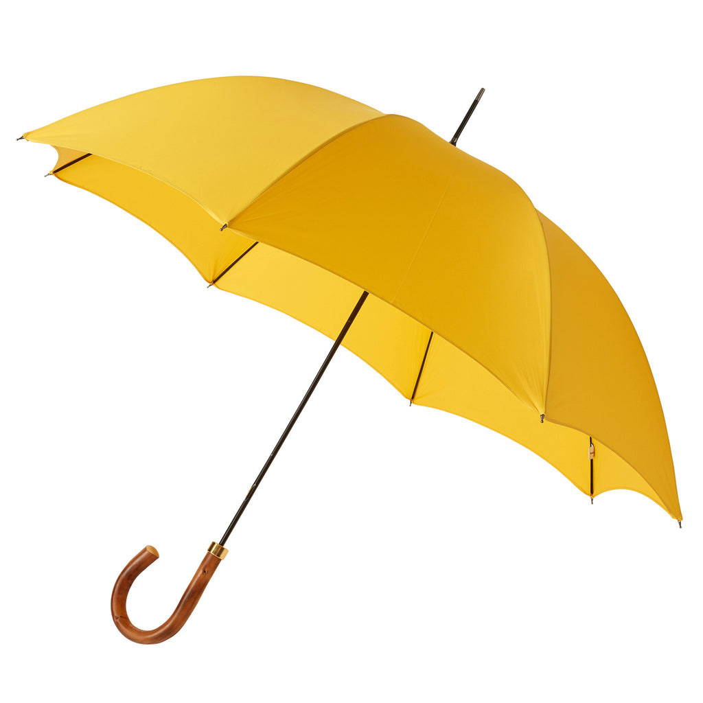 Traditional Walking Umbrella Natural Chestnut with Sunshine Yellow