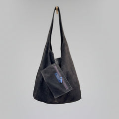 Dark Brown Suede Tote