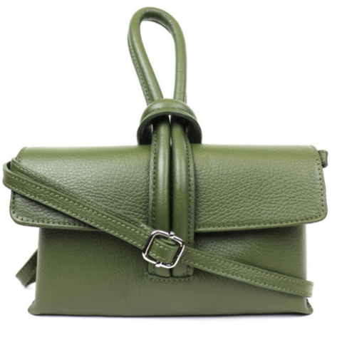 Olive Green Leather Clutch Bag
