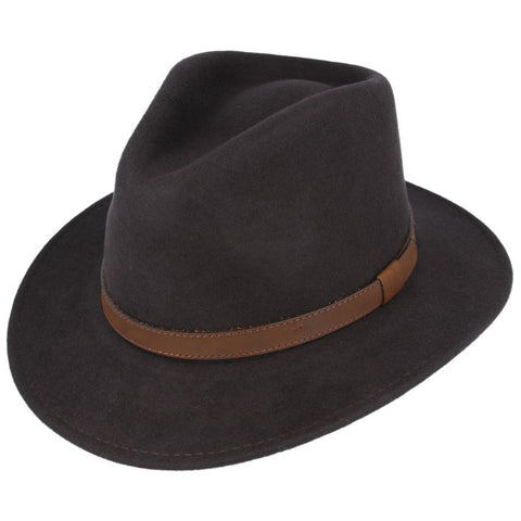 Wool Fedora in Brown