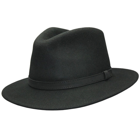 Wool Fedora in Pitch Black