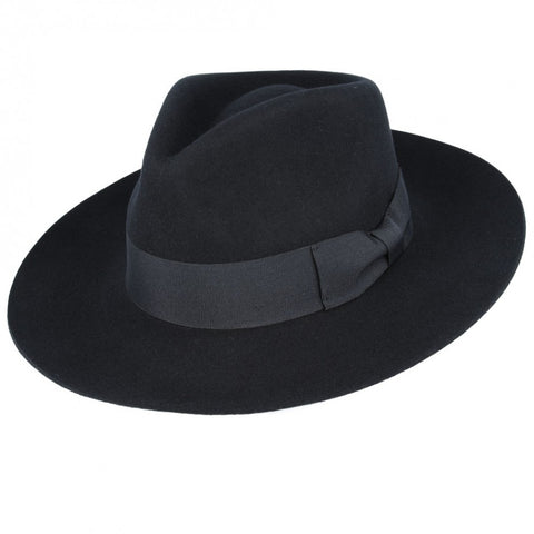 Snap Brim Wool Fedora in Pitch Black